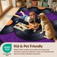 thumbnail image 4 of Design&I 8'x10' Washable Area Rug Cd Record Music Retro Groovy Swirl Border Tapete Redondo Wet Vinyl Refined for King Size Bedroom, Under Bed, Sleek Flatweave Pet Friendly, 4 of 7