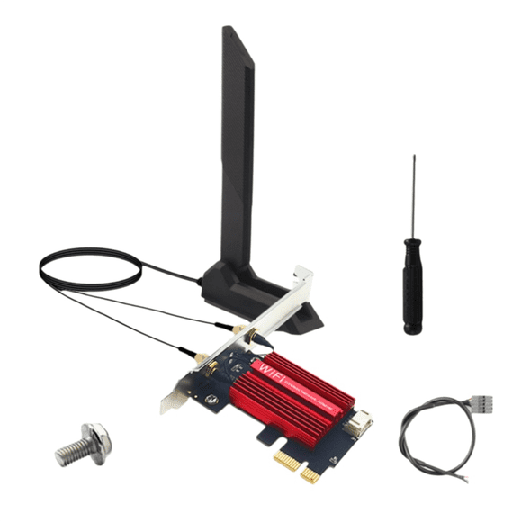 QCNCM865 WiFi 7 PCI-E Adapter Card 9256Mbps Tri-Band 2.4G/5G/6GHz BT5.4 Desktop Wireless Network Adapter for Win10/11,1 x WiFi 7 PCI-EAdapter with 12dB Foldable Extension Cable Antenna,Red