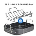 thumbnail image 2 of Cooks Standard Turkey Roasting Pan with Rack Hard Anodized Nonstick 16-Inch x 12-Inch Chicken Ham Roaster Pan Multi-Use Grill Pan with Handles Black, 2 of 4