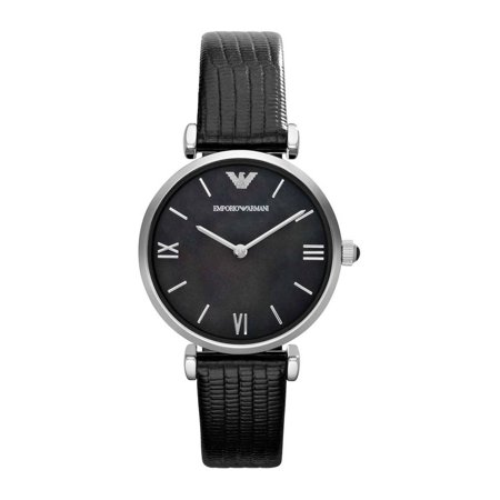 Emporio Armani Women's Gianni T-bar Classic Black Dial Leather Watch AR1678