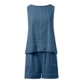 thumbnail image 5 of Short Sets for Women Cotton Linen Loose Fit Sleeveless Crewneck Tank Top and Shorts 2 Piece Matching Set Lounge Set, 5 of 7