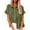 Army Green, variant on Diufon Women's Cotton Linen Shirt Short Sleeve V Neck Button Down Shirts Spring Summer Casual Loose Tops