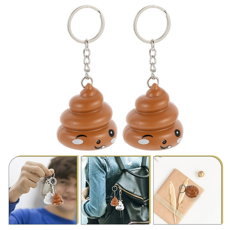 Homemaxs 2pcs Poop Shaped Keychain Pendants Luminous Novel Key Ring Handbag Hanging Decor, Adult Unisex, Size: 8.5X3.5X3.5CM