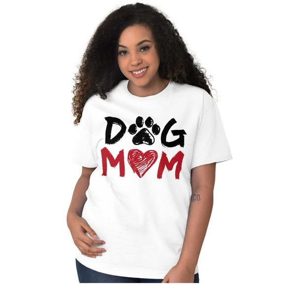 Dog Mom Cute Paw Print Heart Owner Women's Graphic T Shirt Tees Brisco Brands X