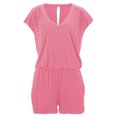 thumbnail image 1 of Wosthever Mono de verano liso de algodón con cuello en V para mujer, mono de manga corta para niña Deportes acuáticos Rosado SG, 1 of 5