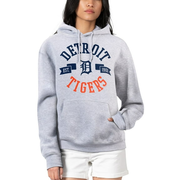 Women's G-III 4Her by Carl Banks Heather Gray Detroit Tigers City Graphic Pullover Hoodie
