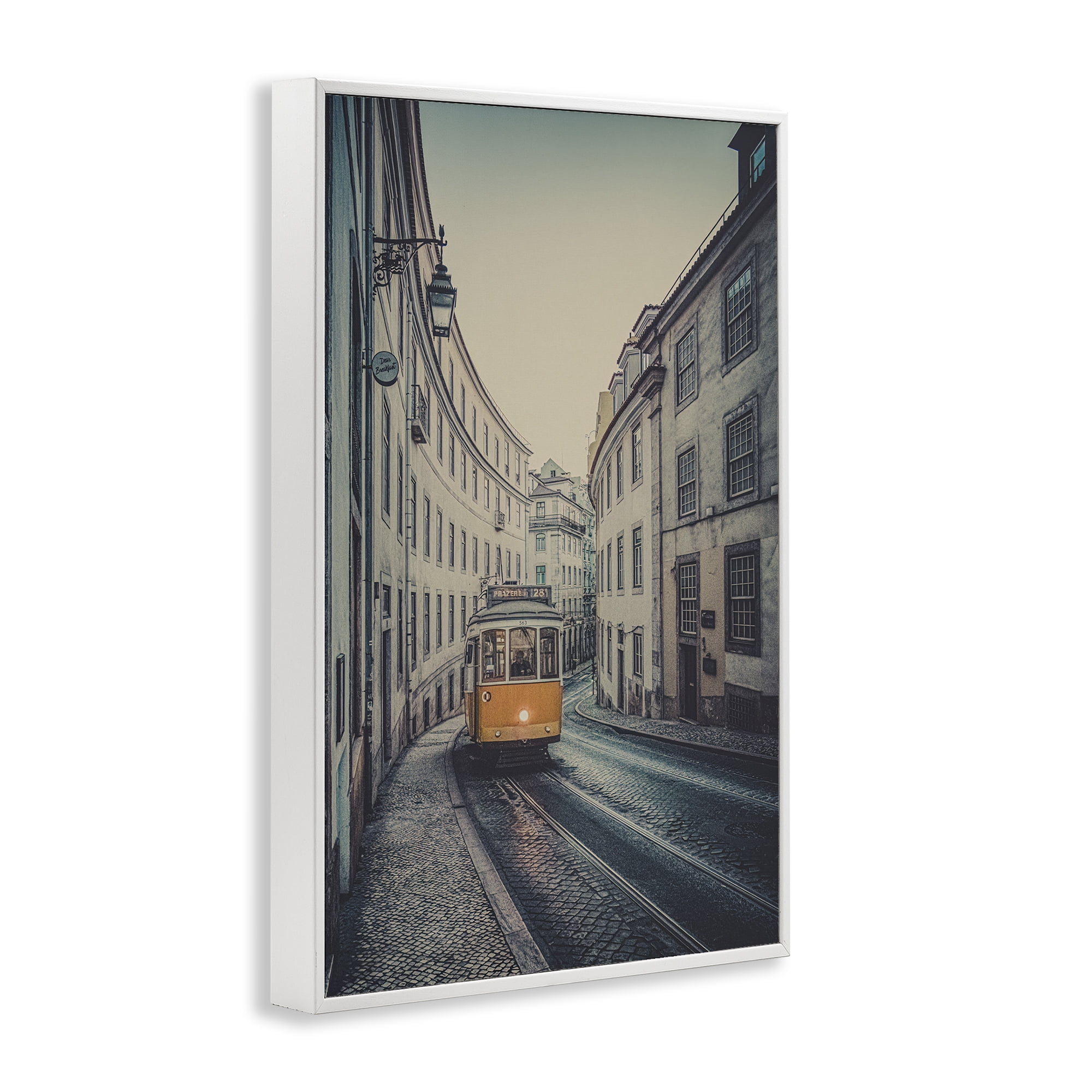 Stupell Industries Trolley Car Cityscape Town & City Photography White Framed Art Print Wall Art, 16 x 24
