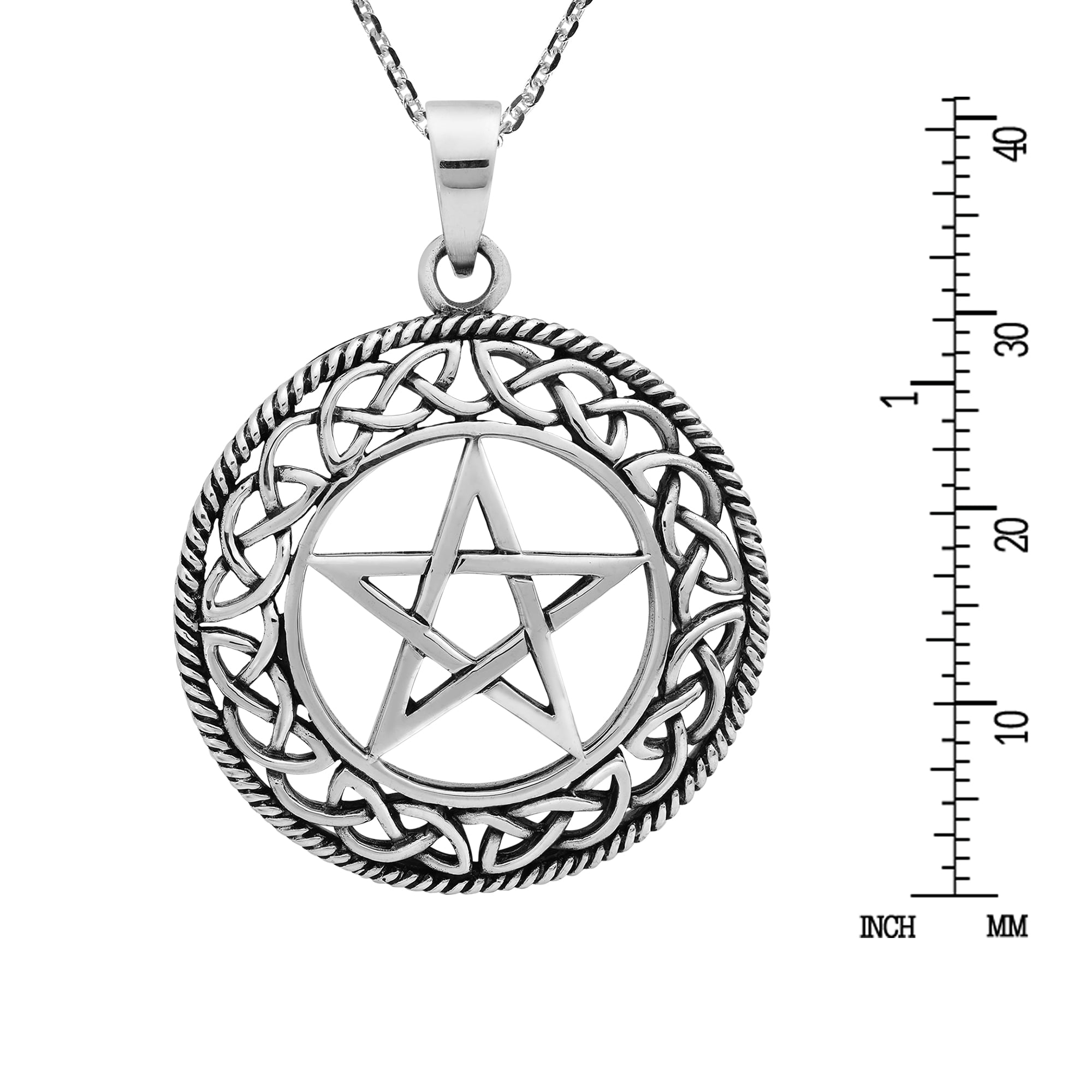 Men's Vintage Pentagram Pentacle Star Round Pendant Black Leather Cord Necklace