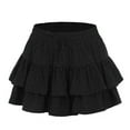 thumbnail image 2 of Skirts for Women Summer Elastic Waist Drawstring Tiered Skirt Casual Loose Ruffles Lounge Daily Skirt, 2 of 9