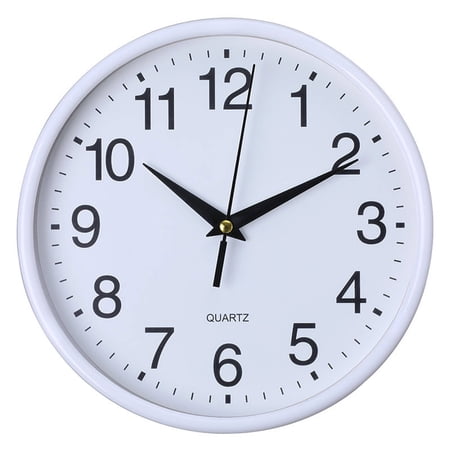 DESIGNICE Wall Clock Silent Non Ticking Large Round White Clock with Clear Glass Lens, Battery photo DESIGNICE Wall Clock Silent Non Ticking Large Round White Clock with Clear Glass Lens, Battery