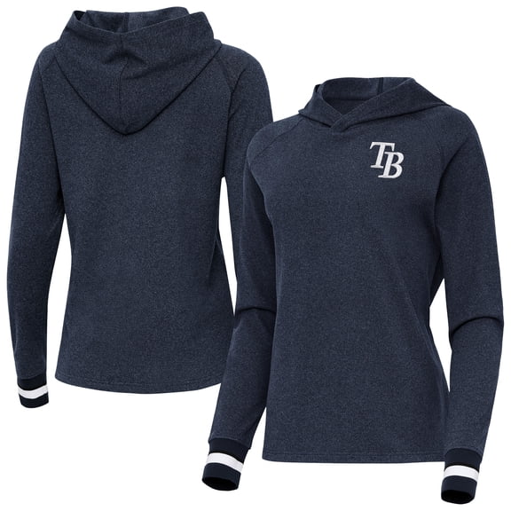 Women's Antigua Heather Navy Tampa Bay Rays Trek Pullover Hoodie