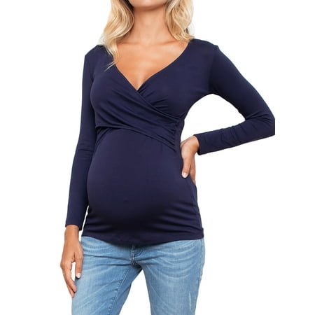 

Yolossia Pregnant Womens Long Sleeve Maternity T Shirt Breastfeeding Blouse Tee Wrap Tops