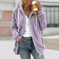 thumbnail image 2 of TOWED22 Womens Winter Fuzzy Jacket Hooded Color Block Patchwork Cardigan Coats Oversized Fluffy Outerwear Pockets(Blue XXL), 2 of 6