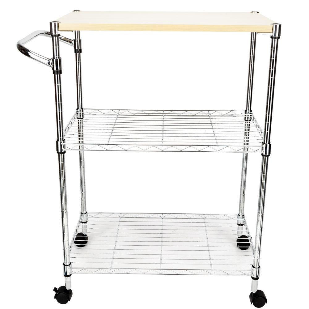 JAKAGO 3 Tier Rolling Cart Utility Metal Cart Kitchen Trolley Serving Cart with 1 Top Handle 2 Lockable Casters and 3 Mesh Storage Baskets Mobile Organizer Cart for Home and Office Teal, 3 Tier 