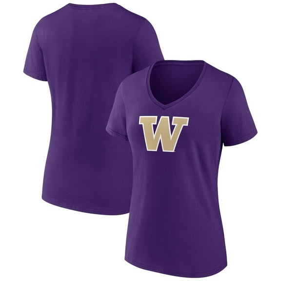 Women's Purple Washington Huskies Team Logo V-Neck T-Shirt