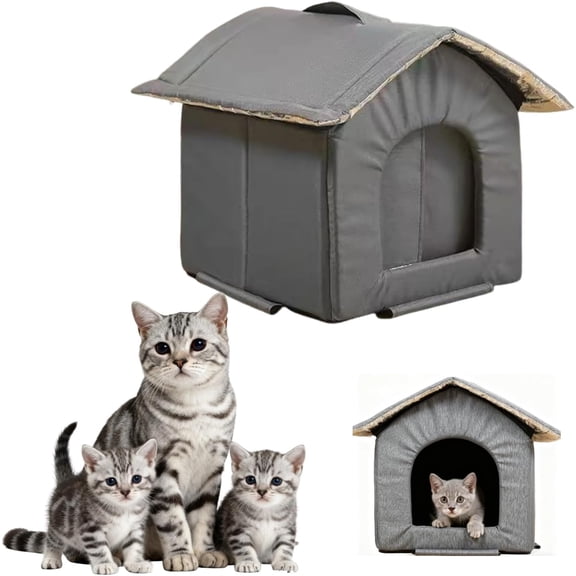 Outdoor Cat House, Weatherproof Self Warming Insulated, Raised Bottom, Size A, L, Outdoor Shelter For Cats
