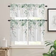 thumbnail image 2 of Sage Green Kitchen Curtains and Valances Set, Eucalyptus Leaves Watercolor Leaf Red Fruit Country Rod Pocket Window Valance Window Curtain Panels for Living Room Bedroom Laundry, 27.5x36in, 3 Pieces, 2 of 7