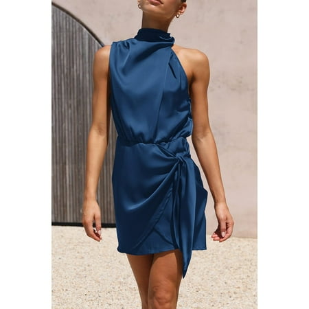 

Summer Dresses 2023! YOHOME Womens Solid Color Sexy Evening Gown Dress Corset Tie Bow Skirt Navy L