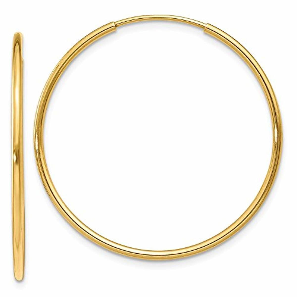 Earring Chest - 14K Yellow Gold 1.25mm Tube Endless Hoop Earrings ...