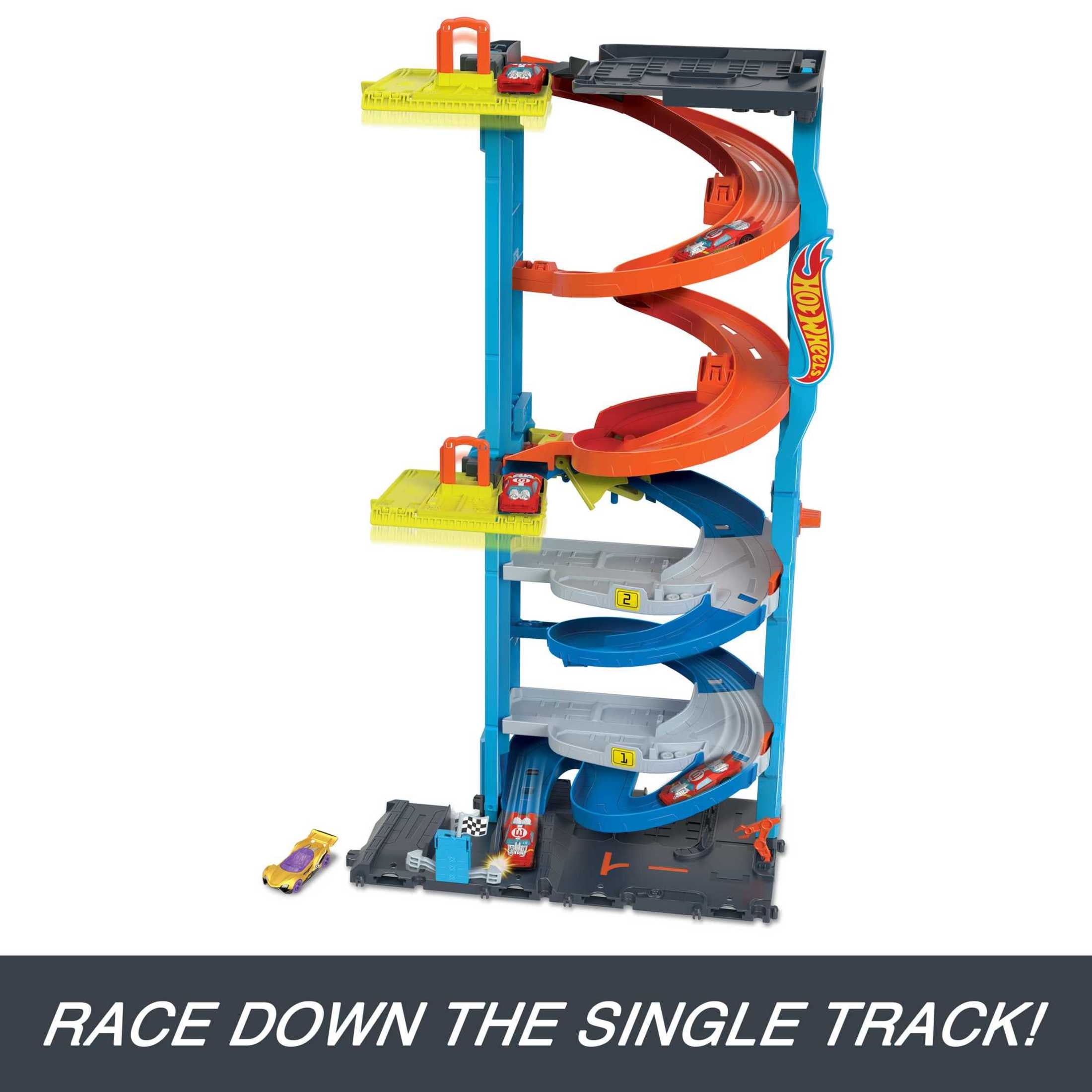 Hot Wheels City Transforming Race Tower Playset, Track Set with 1 Toy Car