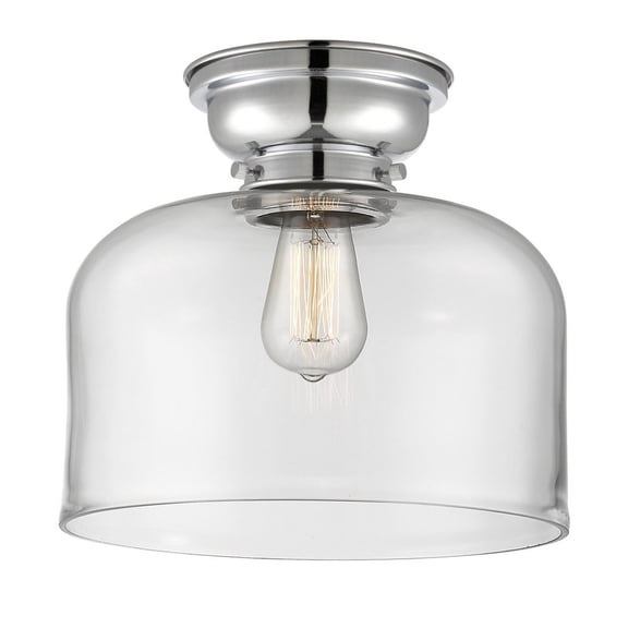 623-1F-PC-G72-L Innovations Lighting Bell - 1 Light Flush Mount In Industrial Style-9.4 Inches Tall and 12 Inches Wide-Polished Chrome Finish-Clear