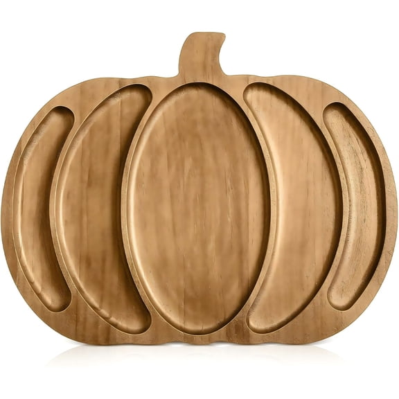 Halloween Creative Wooden Pumpkin Shape Tray, Snack Fruit Divided Dinner Plate Funny Dinnerware Supplies Home Kitchen Decoration