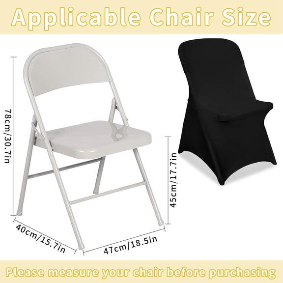 Black Chair Covers Stretch Folding Chair Covers Universal Spandex Fitted Chair Slipcovers for Wedding Dining Party Banquet Holidays Celebration Trade Show Craft Show Decoration (12 Pack)