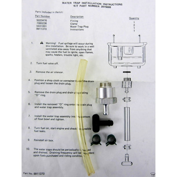 Polaris New OEM Snowmobile Carburetor Carb Water Trap Kit Lite,Sport