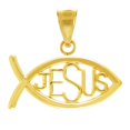 thumbnail image 1 of YELLOW GOLD ICHTHUS JESUS INSCRIBED HORIZONTAL PENDANT NECKLACE - 14K, Pendant with 18" chain, 1 of 1