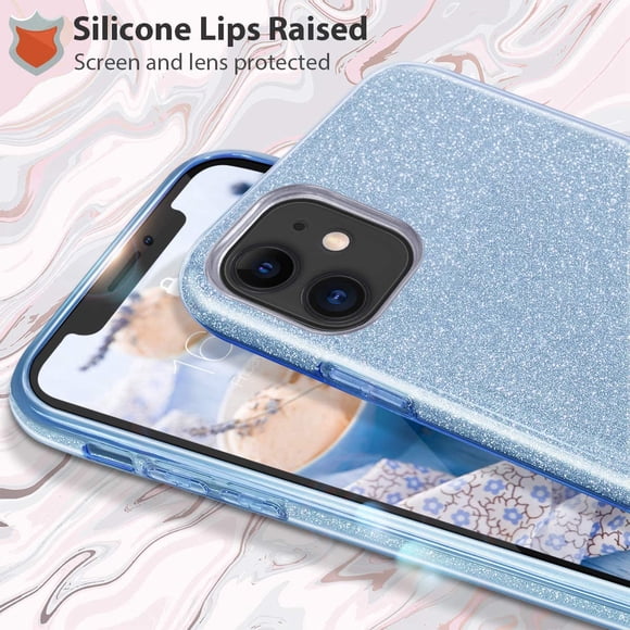 MATEPROX Coque iPhone 11, Bling Sparkle Cute Girls Women Coque de protection pour iPhone 11 6,1 pouces (Bleu)
