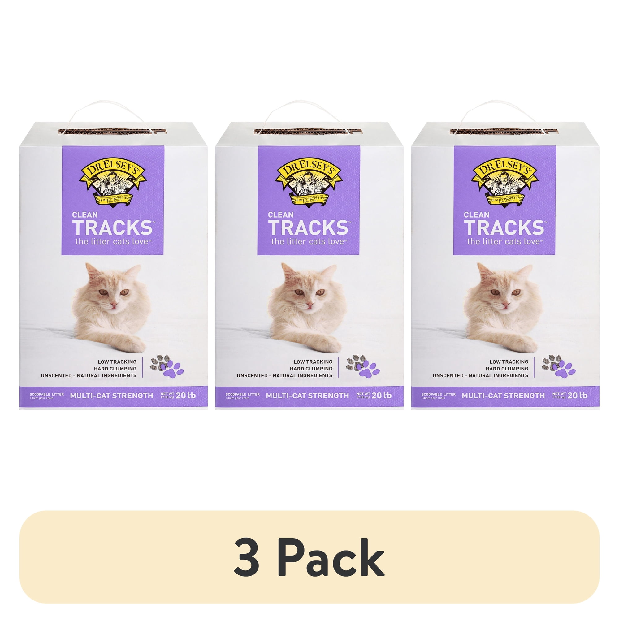 (3 pack) Dr. Elsey's Clean Tracks Clumping Clay Cat Litter 20 lb. Box