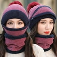 thumbnail image 3 of 4PCS Winter Hat Scarf Set for Women Knit Fleece Lining Beanie Scarf Mouth Cover Glove Set, 3 of 3