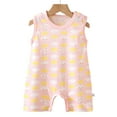 thumbnail image 4 of Zanarzt Toddler Boy Romper Baby Girl Boy Summer Cotton Romper Clothes Sleeveless Comfy Rompers Newborn Tops Light Pink,6-12 Months, 4 of 4
