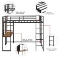thumbnail image 4 of Black Twin Metal Loft Bed with 2 Shelves and one Desk, 4 of 8