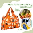 thumbnail image 5 of Wrapables Large & Small Foldable Tote Nylon Reusable Grocery Bags, Set of 2, Orange Kitties, 5 of 9