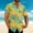 Yellow, variant on Mens Cotton Linen Shirt Spring Summer Shirt Casual Hawaiian Beach Tropical ButtonUp Top Shirt Printed Short Sleeve Shirt