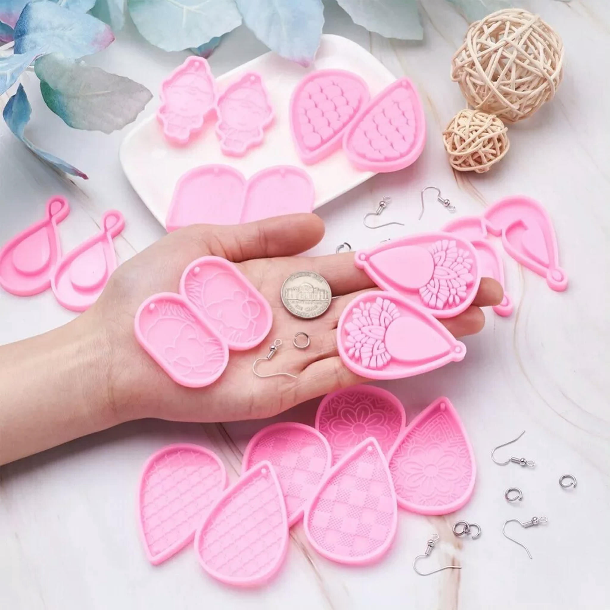 U8MO DIY Dangle Earring with 10pc Silicone Molds& 50pc Jump Rings &50pc Earring Hooks