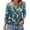 Dark Green, variant on Women's Printed V-Neck T-Shirt with Button Detail, Raglan Sleeve, and 3/4 Length, Perfect for Casual Fashion, Spring Fall Season, and Athletic Style,Dark Green M