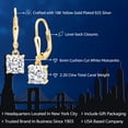thumbnail image 2 of Gem Stone King 18K Yellow Gold Plated Silver White Moissanite Dangle Earrings for Women (2.20 Cttw, Gemstone Birthstone, Cushion 6MM), 2 of 5