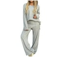 thumbnail image 1 of Timegard Lounge Sets for Women 2 Piece Plus Size Long Sleeve Button Sweatshirts Straight Leg Pants Outfits, 1 of 6