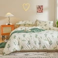 thumbnail image 6 of Move Over Green Floral Bedding Sets Queen Ball Fringe Pattern Microfiber Plants Duvet Cover Set No Filling, 6 of 10