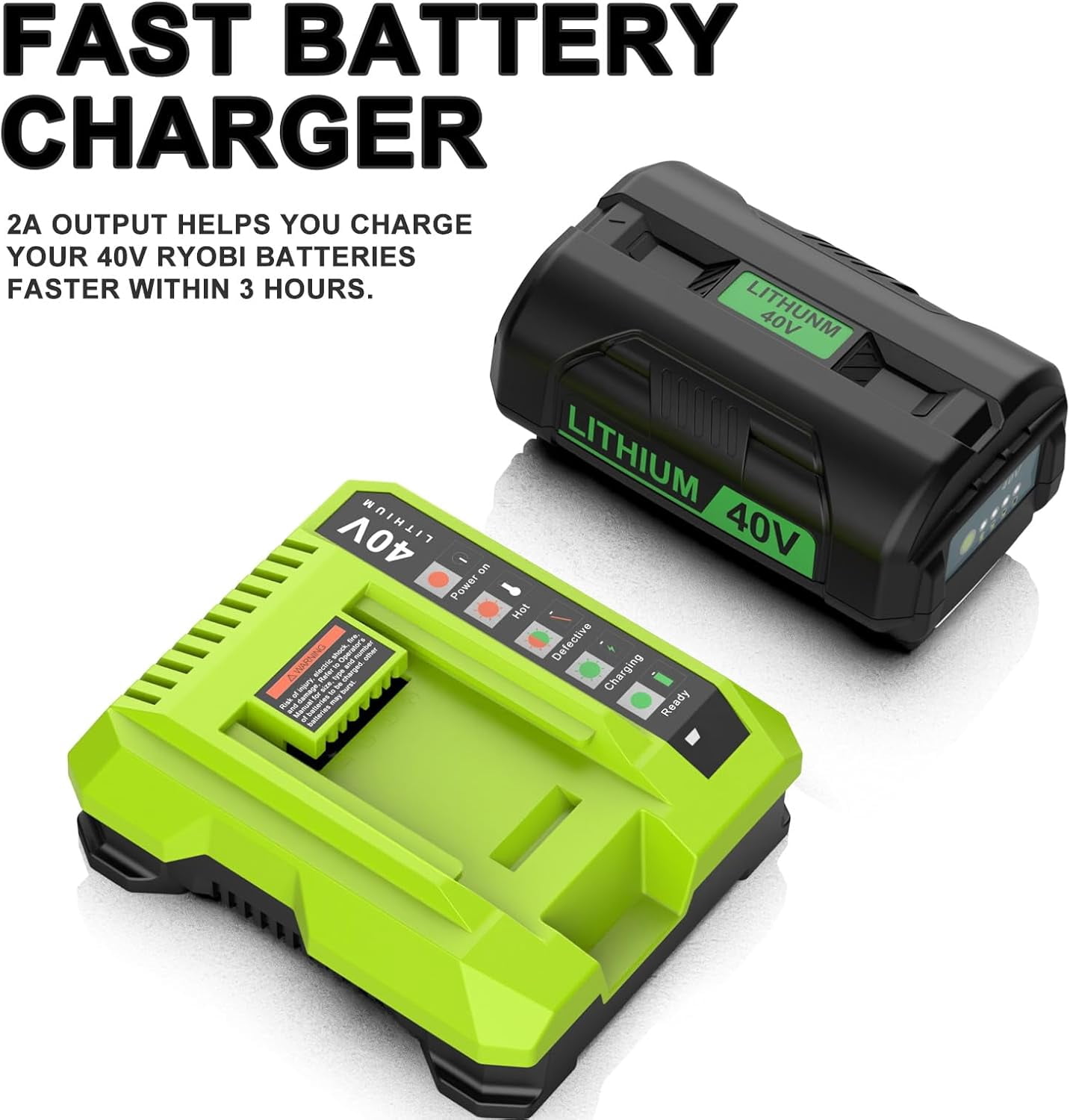 Replacement for Ryobi 40V Battery Charger, OP401 Charger Compatible with Ryobi 40V Lithium Battery OP4040 OP4050 OP4050A OP40601 OP4026 OP4015 OP4030 Fast Charger
