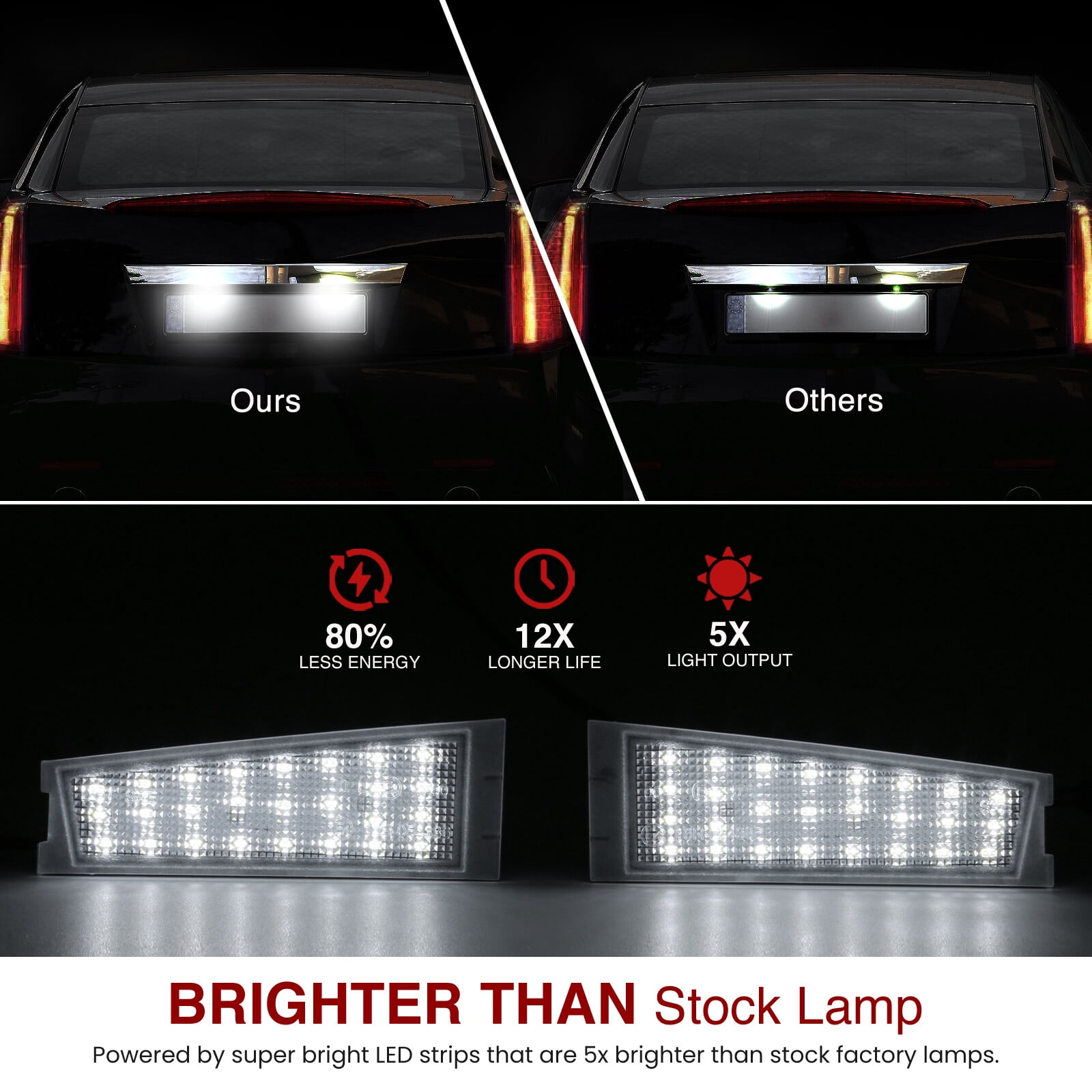 AJP Distributors 2-Piece Bright White SMD LED Rear Bumper License Plate Lights Tag Lamps Assembly Left & Right Pair Compatible/Replacement For Cadillac CTS CTS-V Sedan 4-Door 2008 2009 2010 08 09 10