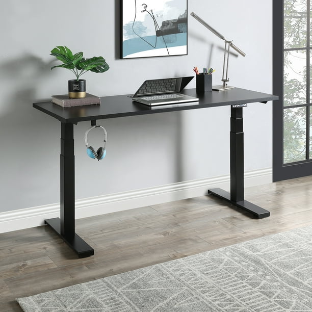 Stand Up Computer Table Office Electric Standing Desk For Healthy Working Black Walmart Com