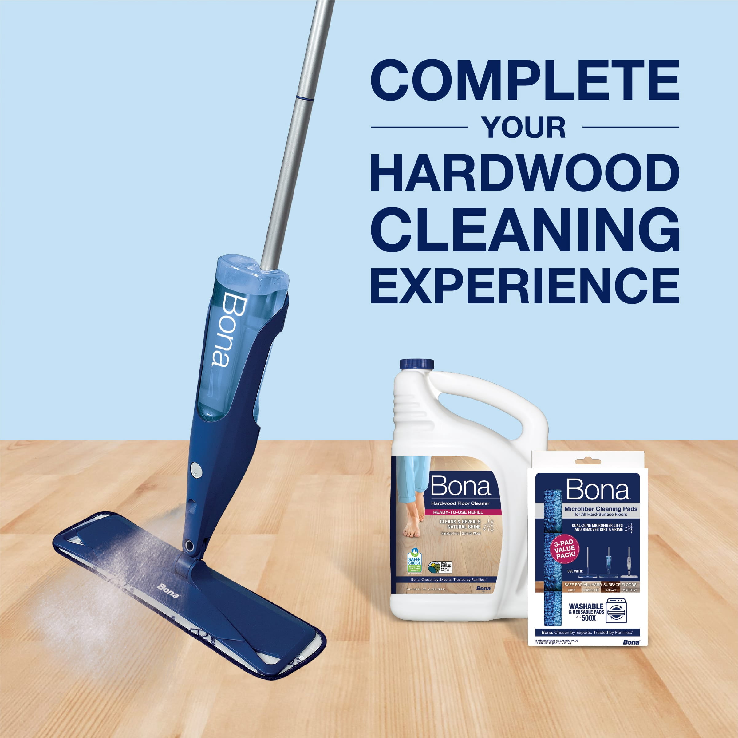 Bona Spray Mop for Hardwood Floors Kit - Includes Reusable Microfiber Cleaning Pad and Pre-Filled Cartridge