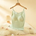 thumbnail image 2 of Tank Tops for Women Built in Bra Sleeveless Crewneck Solid Slim Straps Vest Green 2XL, 2 of 9