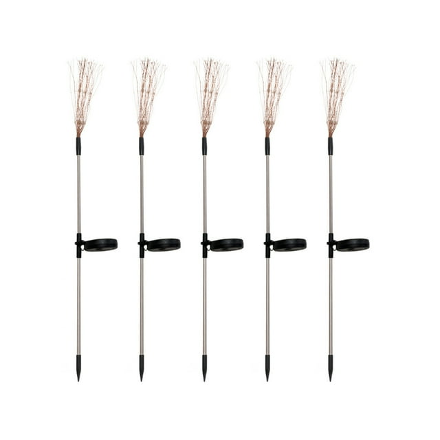 Inteprter 5 piezas de luz de jardín con energía Solar de acero inoxidable recargable decorativa 120 cuentas de luz lámpara de flores con controlador Jardín y Patio Vistoso Inteprter HA066795-03