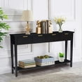 thumbnail image 5 of Kinbor Long Console Table, 2-Tier Narrow Sofa Table with Open Shelf & 4 Drawers, Modern Entryway Table, Black, 5 of 9