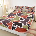 thumbnail image 4 of Manfei Wild Bear Patch Queen Sheets,Vintage Camouflage Print Queen Sheet Sets,Red Brown,4 Pieces,1 Flat Sheet, 1 Fitted Sheet and 2 Pillowcases, 4 of 6