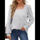 thumbnail image 1 of Camisas Tipo Túnica para Mujer, Camisas Holgadas de Larga, Camisas de Cuello Cuadrado Gris S, 1 of 8